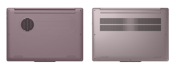 L’IdeaPad Vibe 15AKP12 avec ses coques inférieures en plastique et en aluminium, de gauche à droite.