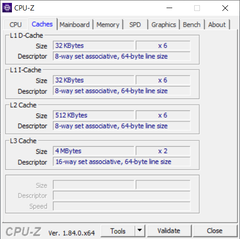 Lenovo ThinkPad E14 - CPU-Z : caches.