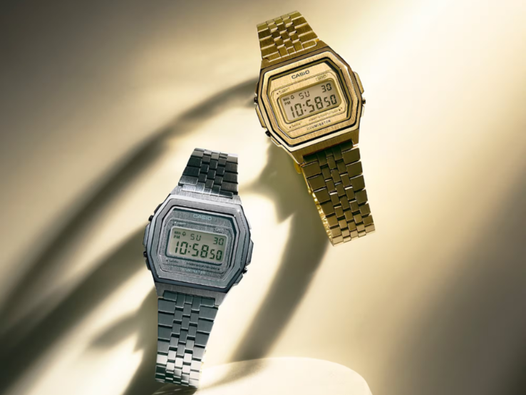 Les montres Casio Vintage A1000A-7 (à gauche) et A1000G-9 (à droite). (Source de l'image : Casio)