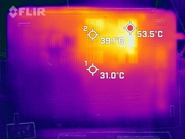 Dissipation de la chaleur sur le fond (sous charge)