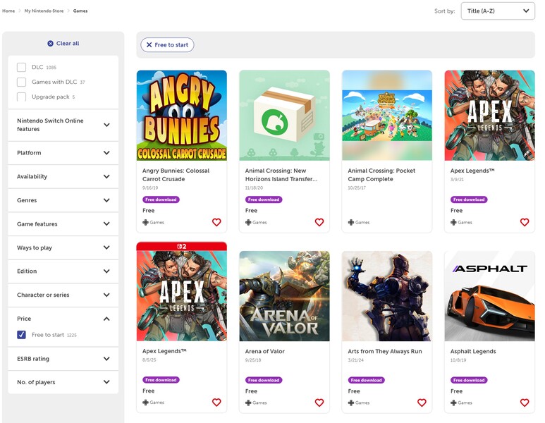 Nintendo eShop : des jeux gratuits pour commencer (Source d'image : capture d'écran, Nintendo eShop)