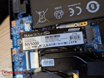 Nous l'avons d'abord placé dans le deuxième emplacement, puis nous l'avons changé pour l'emplacement principal du XMG Pro 16