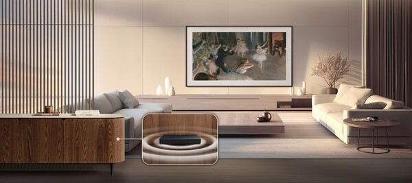 La boîte de connexion unique sans fil du Frame Pro permet une installation sans encombrement.