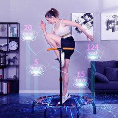 Le trampoline intelligent TECHPLUS TP600SG est équipé d&#039;une ceinture qui permet de suivre votre entraînement. (Image source : TECHPLUS)