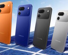 Le Tecno Spark 50 Pro est disponible en Orange dynamique, Bleu nuit, Noir d'encre, Gris titane (de gauche à droite) et Blanc nuage (non illustré).