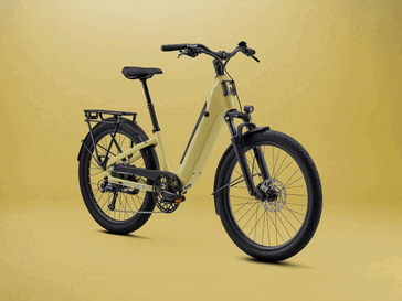 Le vélo électrique Vida E+ EX, disponible en couleur olive pâle