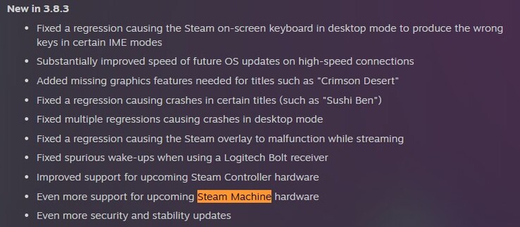 Journal de bord de SteamOS 3.8.3 beta. 