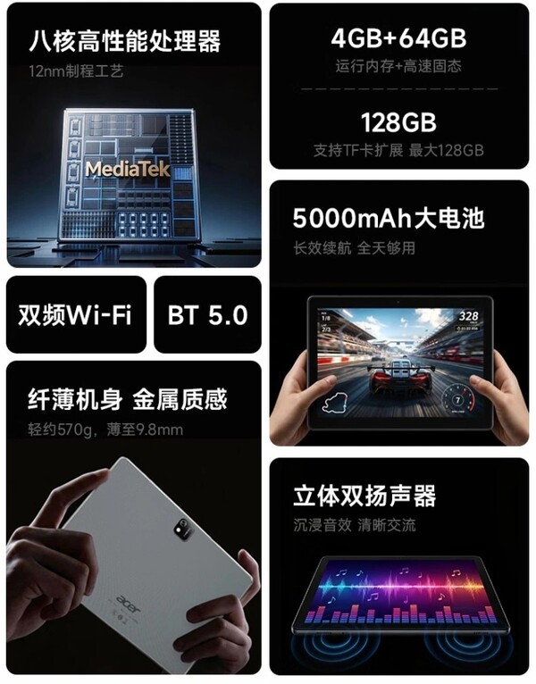 L'Acer A312 Pad est équipé d'un vieux chipset MediaTek.
