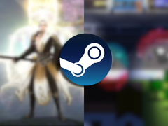 Le logo Steam se superpose à deux captures d'écran floues de Beat Survival et Celestial Bond.