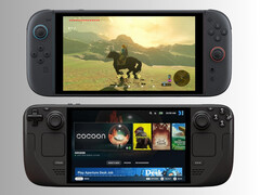 Nintendo Switch 2 au-dessus de Steam Deck (Image source : Nintendo of America, Valve with editing)