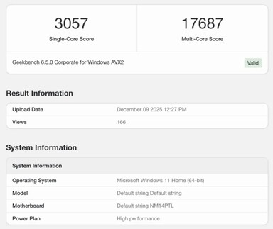 Le listing Geekbench du processeur Intel Core Ultra X9 388H 