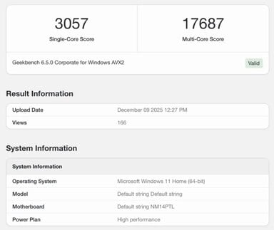Le listing Geekbench du processeur Intel Core Ultra X9 388H
