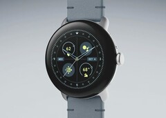 La Pixel Watch 2 avec son nouveau bracelet en cuir Moondust Crafted. (Source de l&#039;image : Google)