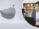 Le masque Canon MD-100-GY Privacy Talk coupe la parole pour que les personnes présentes ne soient pas dérangées par les discussions en ligne. (Source : Canon Japon)