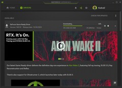 Nvidia GeForce Game Ready Driver 545.92 downloading update in GeForce Experience (Source : Own)