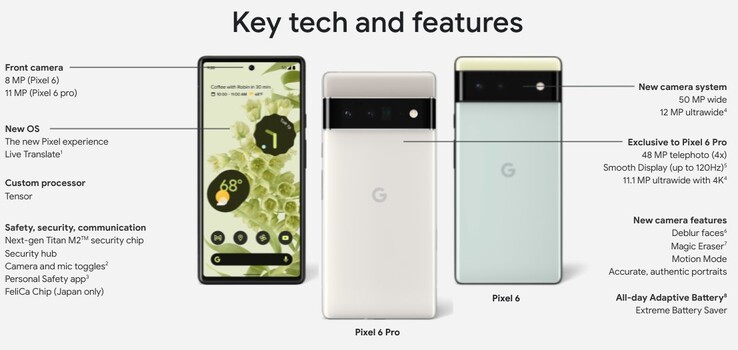 Technologie clé du Google Pixel 6. (Image source : Google via @thisistechtoday)