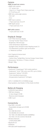 Xiaomi Redmi 9T - Spécifications. (Source de l'image : Xiaomi)