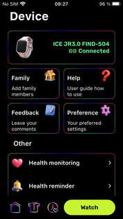 Le dernier onglet contient les paramètres de la montre