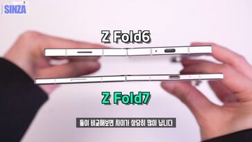 Samsung Galaxy Z Fold 7 vs. Galaxy Z Fold 6 (Image source : TheSinza, Youtube)