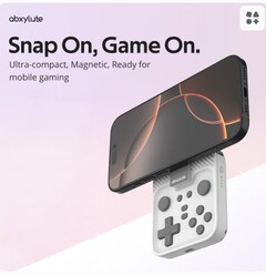 Le contrôleur de jeu magnétique Abxylute Snap-on glisse et pivote pour être utilisé avec les smartphones. (Source de l&#039;image : Abxylute)