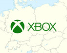 Carte de l'Europe centrale avec le logo Xbox (Source de l'image : Microsoft Gaming, Wikimedia Commons : World Data Base II avec modifications)