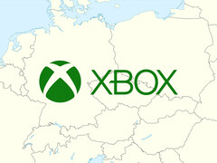 Carte de l'Europe centrale avec le logo Xbox (Source de l'image : Microsoft Gaming, Wikimedia Commons : World Data Base II avec modifications)