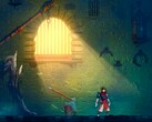 Capture d'écran de Dead Cells Steam avec un personnage debout dans un rayon de soleil dans une cellule de prison