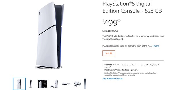 Sony ne vend plus la PS5 Digital Edition avec 1 To de stockage sur le site PlayStation Direct. (Source de l'image : PlayStation)