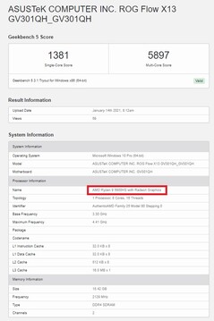 Ryzen 9 5900HS. (Source de l'image : Geekbench)