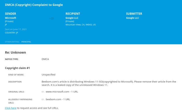 Microsoft a émis un avis de retrait DMCA à l'intention de Google. (Image : Fossbytes)