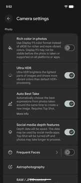 Réglages de l'appareil photo : Photo suite.