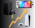 Les augmentations de prix de la Xbox, de la Switch et de la PS5 sont illustrées par un graphique (source d'images : Xbox Gaming, Sony PlayStation, Nintendo of America avec modifications)