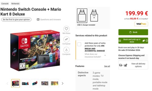Exemple : le pack Nintendo Switch Mario Kart 8 Deluxe chez la Fnac