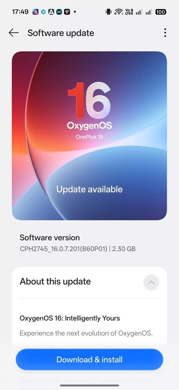 OxygenOS 16.0.7.201 OTA sur le OnePlus 15