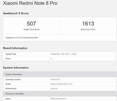 Le Redmi Note 8 Pro équipé du Helio G90T sur Geekbench.