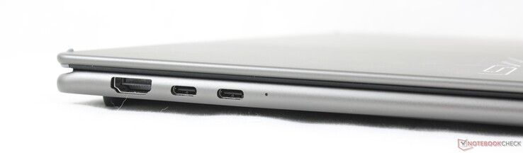À gauche : HDMI 2.1, 2x USB-C Thunderbolt 4 avec DisplayPort + Power Delivery