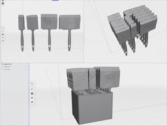 modèles 3D des brosses en mousse de différentes tailles avec un organisateur conçu dans Shapr3D