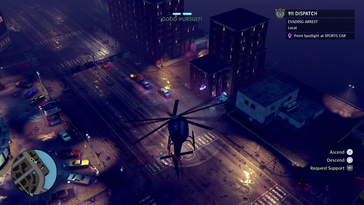 Le jeu de poursuite en hélicoptère ajoute de la verticalité et de l'urgence aux patrouilles nocturnes (Image source : Fallen Tree Games)