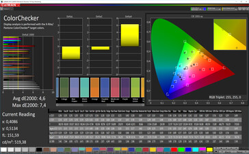 Asus ZenFone 6 - ColorChecker (Mode : Standard, espace colorimétrique cible : sRVB).