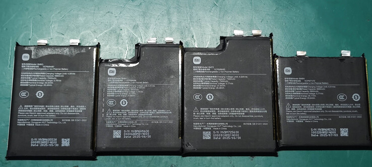 Batteries supposées des Xiaomi 17, 17 Pro, 17 Pro Max et 17 Ultra (Image source : Panda Is Very Bald on Weibo)