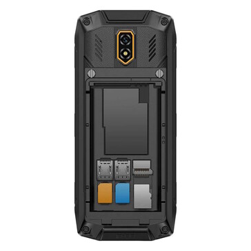 Trois emplacements pour cartes sont inclus et la batterie est amovible