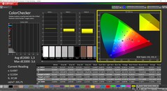 CalMAN ColorChecker (profil : Vivid, espace colorimétrique cible : P3)