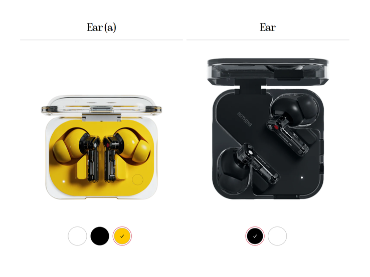 Les Nothing Ear et Ear (a) sont disponibles en 2 à 3 coloris (Source : Nothing)