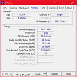 Zbook 15u G5 - CPU-Z : mémoire vive.