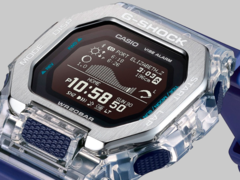 Les nouvelles montres Casio GBX-100S remplacent le boîtier en résine solide par une coque transparente de type squelette et l'associent à une lunette en acier inoxydable brossé. Sur la photo, la Casio GBX100S-2. (Source de l'image : Casio)
