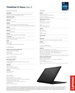 Lenovo ThinkPad X1 Nano G3 spécifications