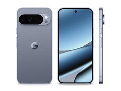 Image promotionnelle du Pixel 10 Pro XL de face, de dos et de côté. (Source de l&#039;image : Google)