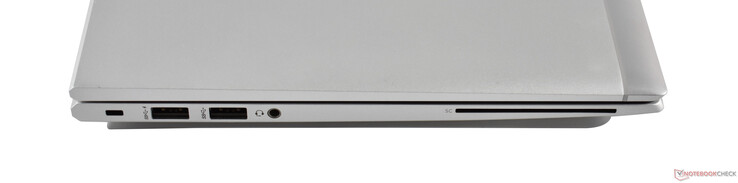 À gauche : serrure Kensington, 2x USB-A 3.0, 3.5 mm, carte à puce