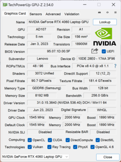 GPU-Z : GeForce RTX 4060