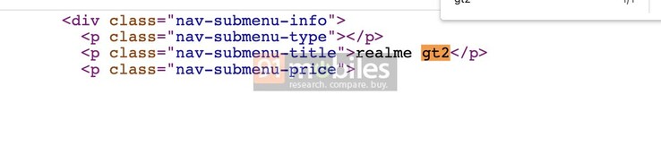 Le code de Realme qui aurait fait l'objet d'une fuite. (Source : 91Mobiles)